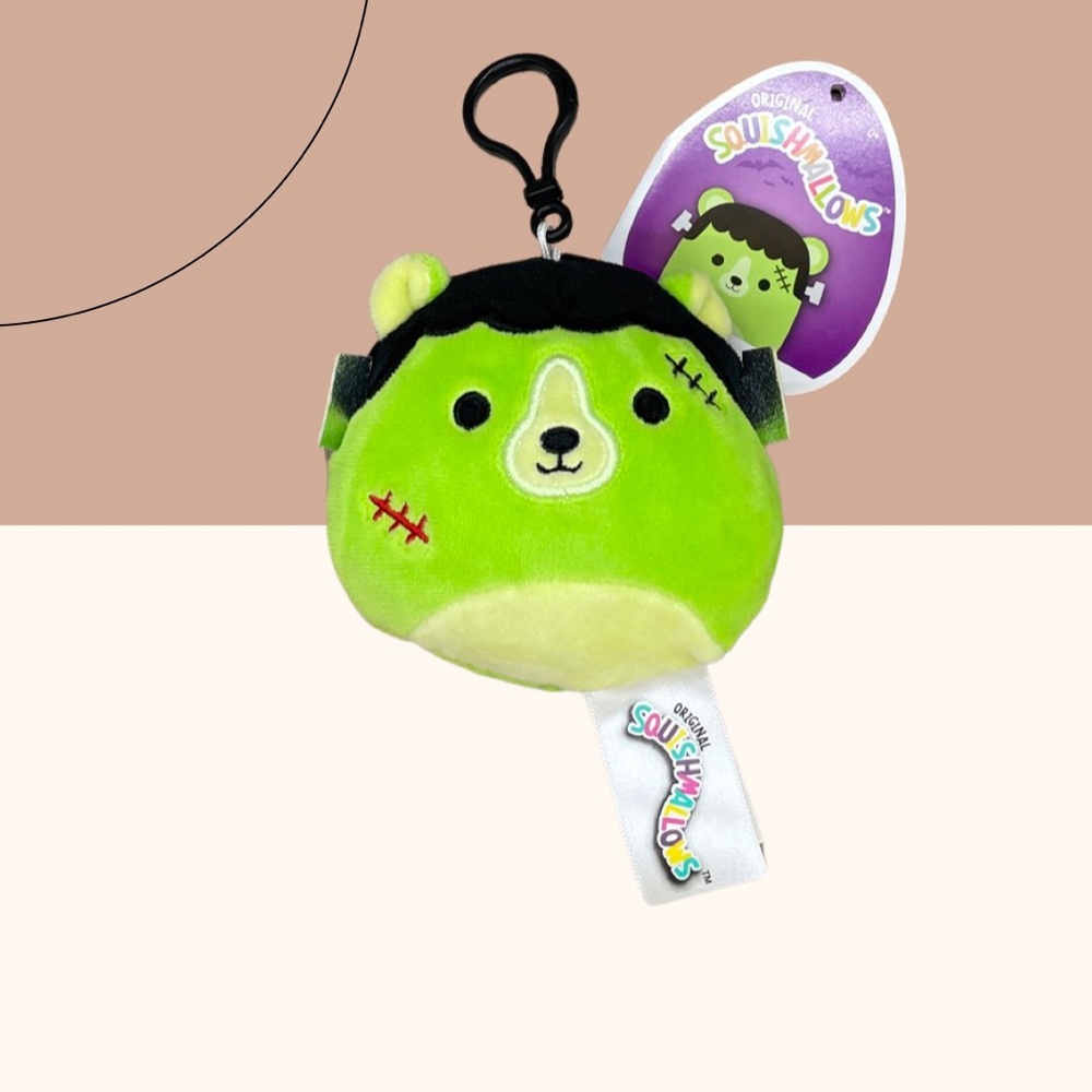 Squishmallows Halloween Len the Frankenstein Bear 3.5” Clip